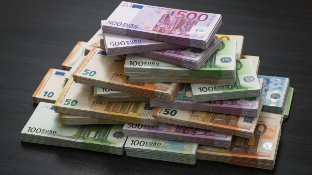 A stack of Euro notes
