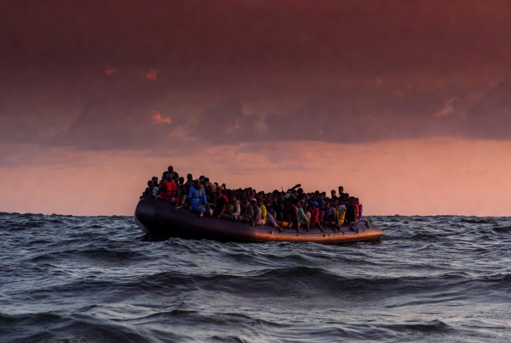 Illegal Migrants in a Dinghy