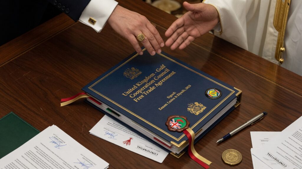Hands Shaking over FTA document