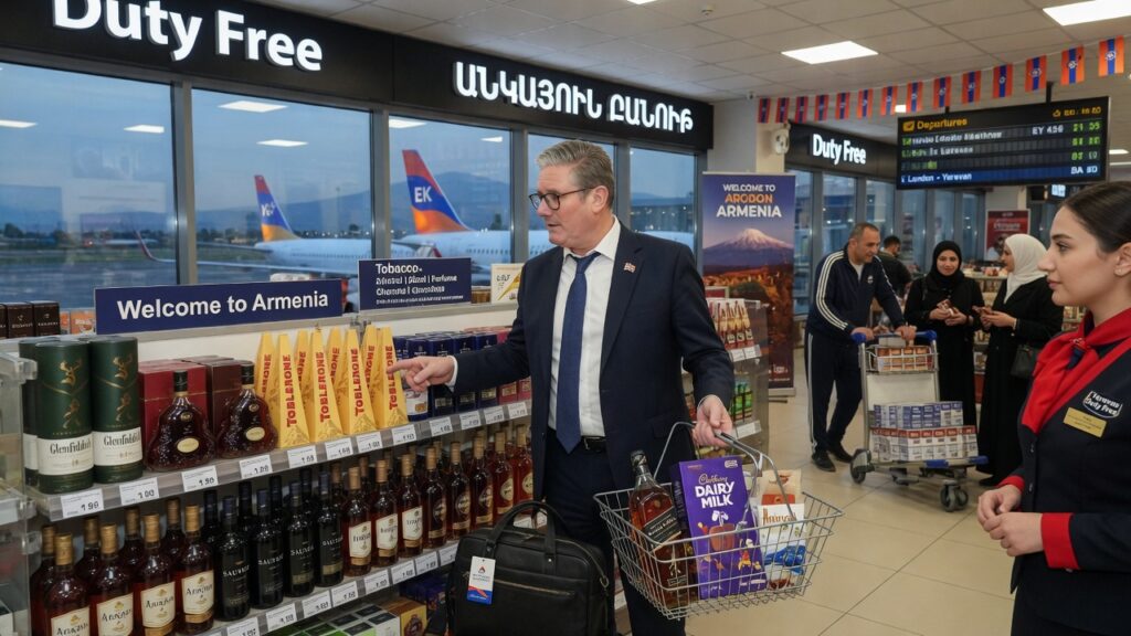 Keir Starmer Buying Duty Free in Armenia