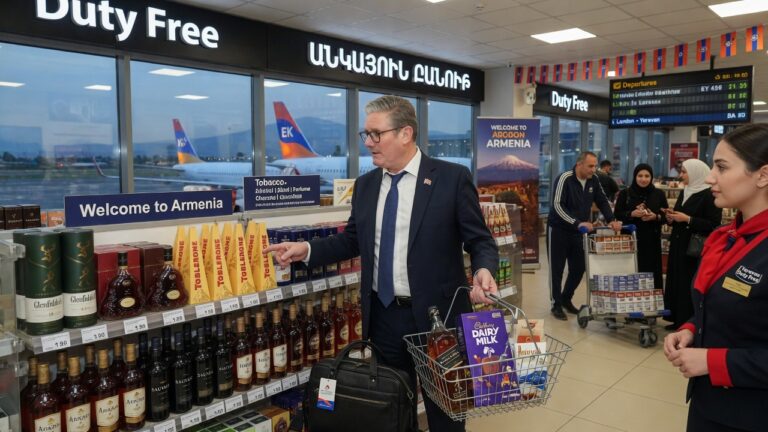 Keir Starmer Buying Duty Free in Armenia