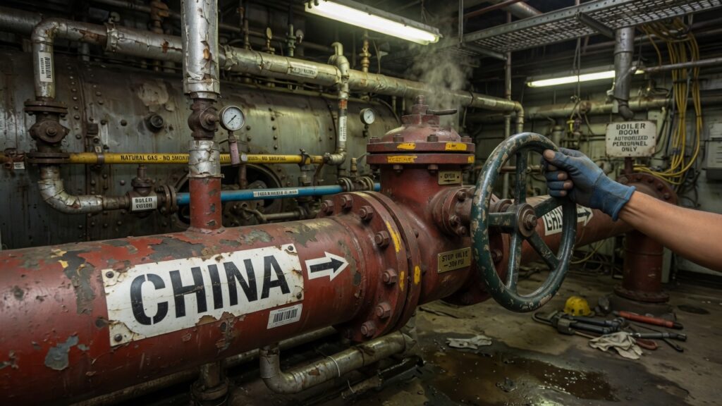 The "China" pipe being turned on