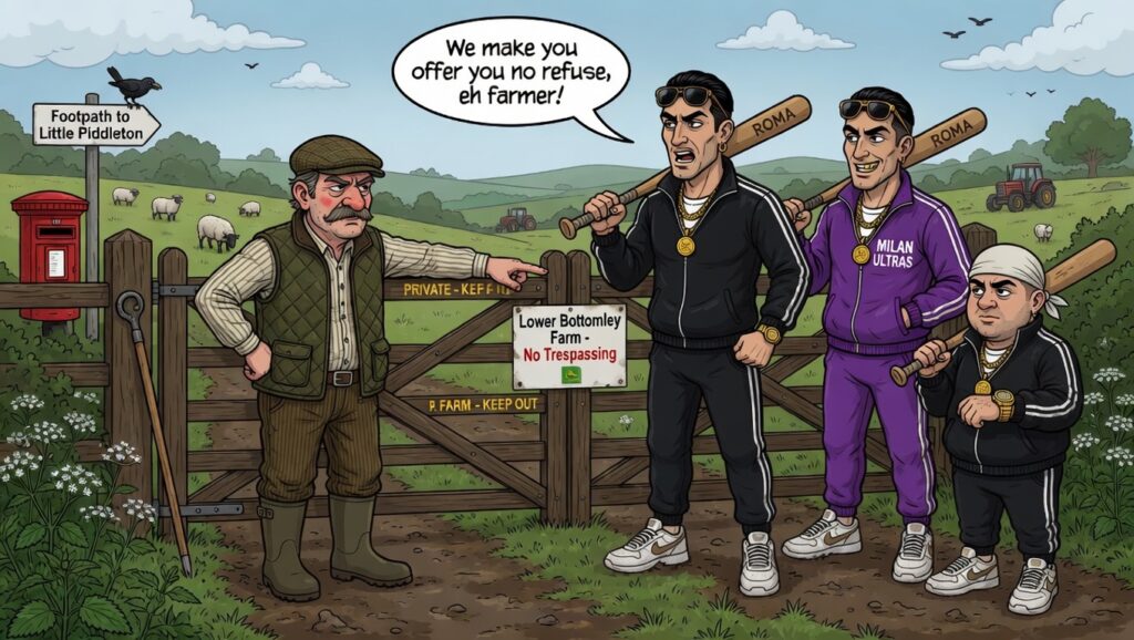 A farmer deals with a protection racket