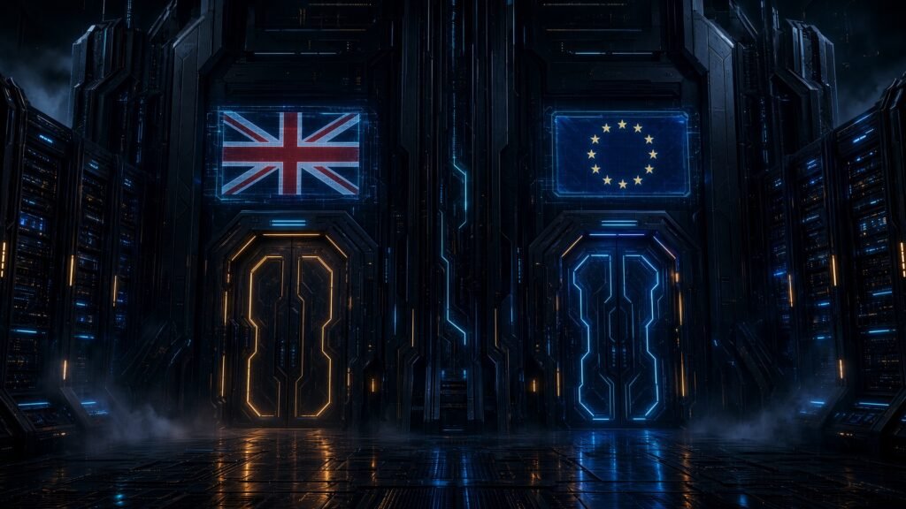 Two doors in a futuristic world